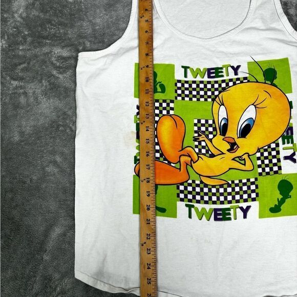 Vintage 1999 Looney Tunes Tweety Tank Top Men’s Size Large White - Picture 9 of 10